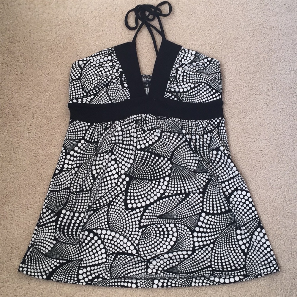 Geometric print halter top